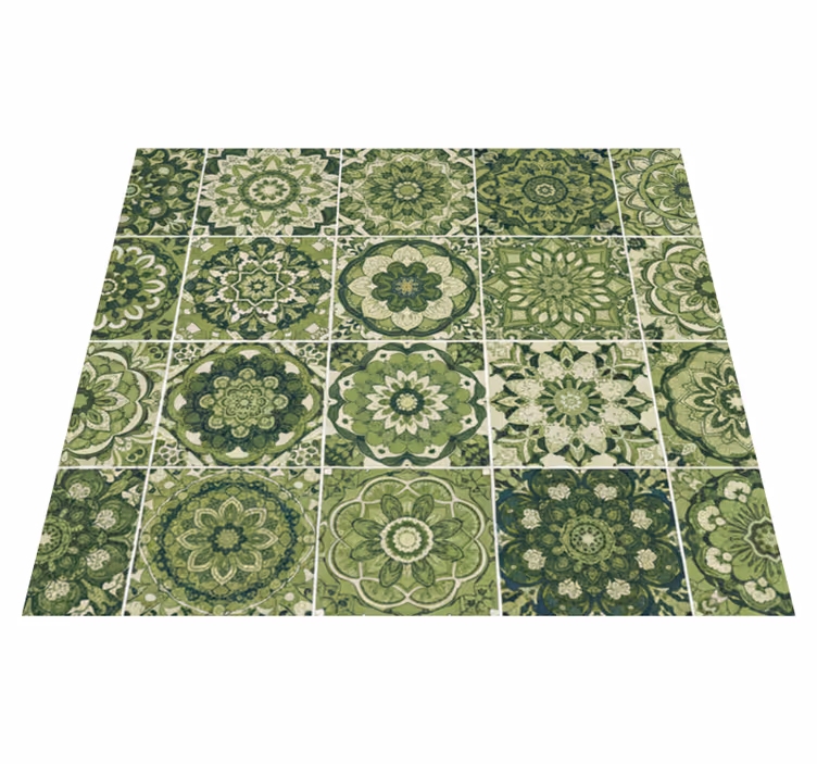 Vinyl teppich küche moosgrüner kaleidoskopeffekt - TenStickers