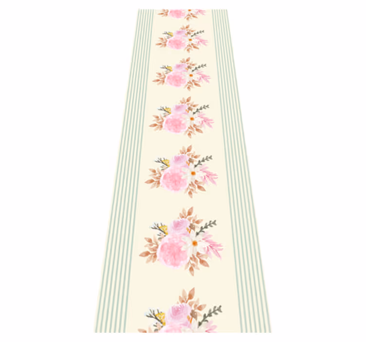 Vinyl teppich schlafzimmer mit gestreiftem blumenmuster - TenStickers