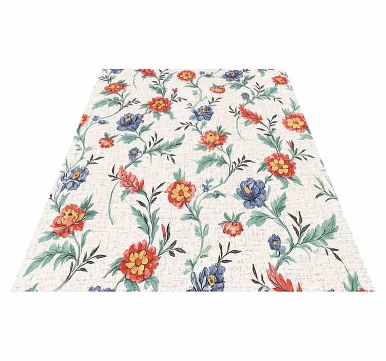 Vinyl teppich schlafzimmer retro blumen design - TenStickers