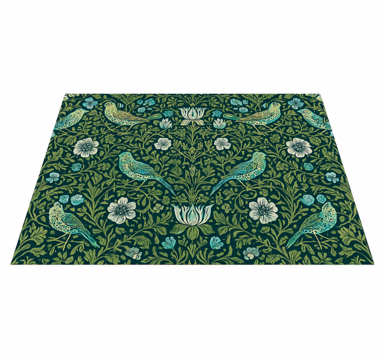 Vinyl teppich schlafzimmer mit floralen mustern und vögeln - TenStickers