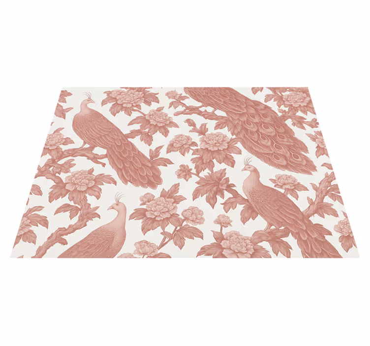 Vinyl teppich schlafzimmer mit rosa pfauenmuster - TenStickers