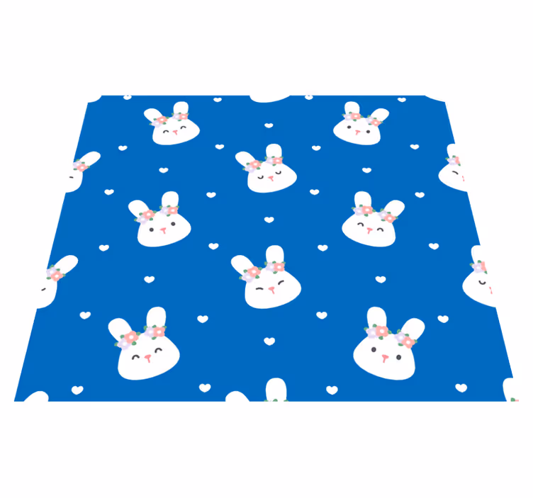 Vinyl teppich schlafzimmer mit süßen kaninchen auf blau - TenStickers