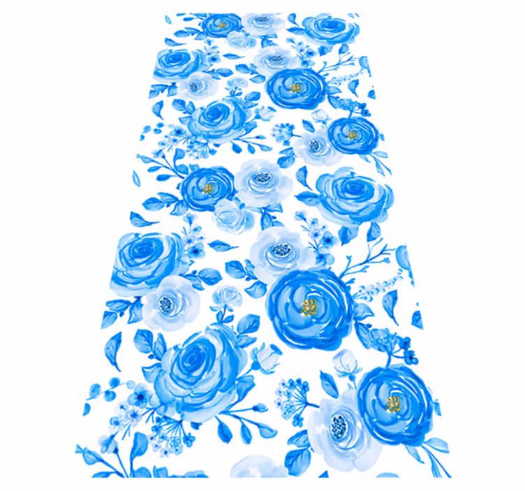 Vinyl teppich schlafzimmer mit blauen uhren und blumen - TenStickers
