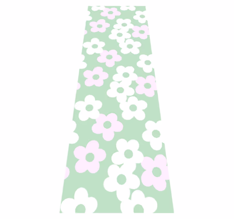 Vinyl teppich schlafzimmer grün mit weißen und pinken blumen - TenStickers
