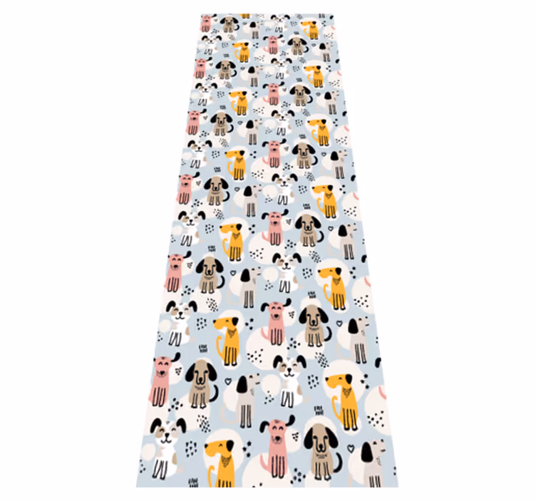 Vinyl teppich schlafzimmer mit bunten hunden auf blau - TenStickers
