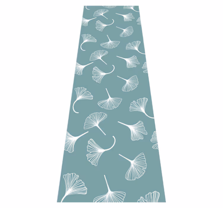 Vinyl teppich nordisch mit hellblauem ginkgo-blatt-muster - TenStickers
