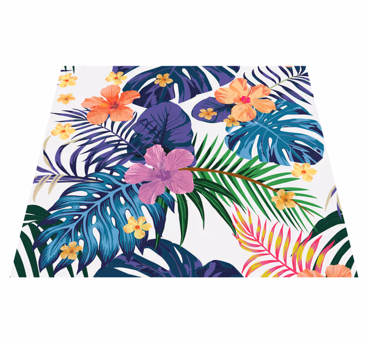 Vinyl teppich natur mit bunten hawaiianischen blumen - TenStickers