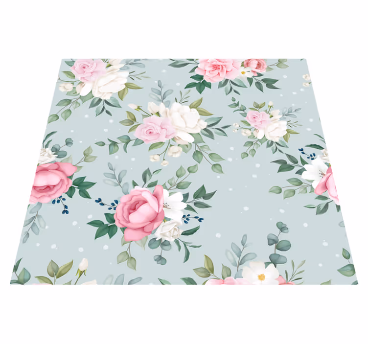 Vinyl teppich natur in blau und pink blumen - TenStickers