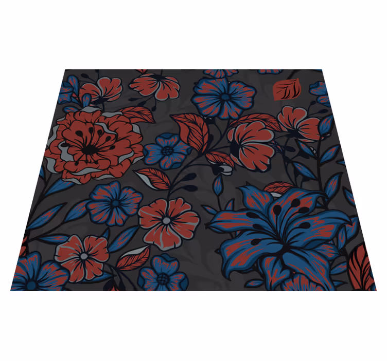 Vinyl teppich natur mit dunklen rosen und blättern - TenStickers
