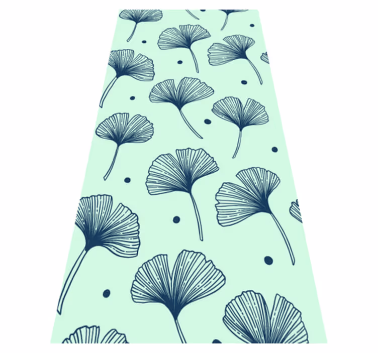 Vinyl teppich natur mit floralem blauen muster - TenStickers