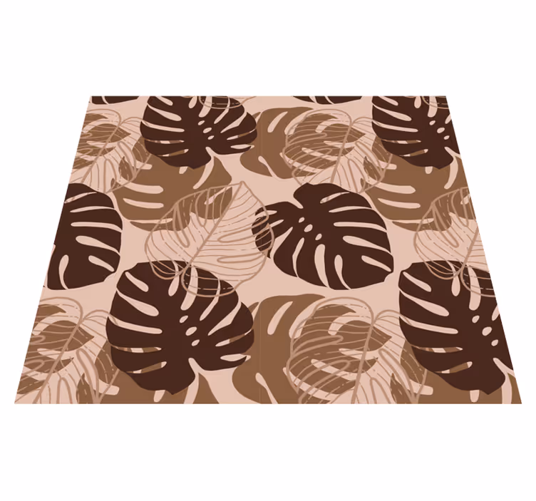 Vinyl teppich natur mit brauner monstera deliciosa - TenStickers
