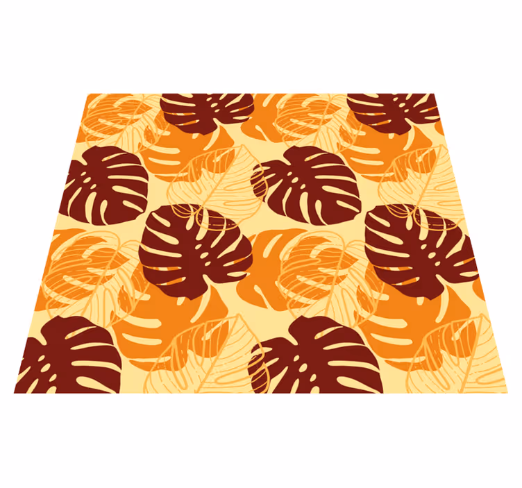 Vinyl teppich natur in dunkelrot und gelb monstera - TenStickers