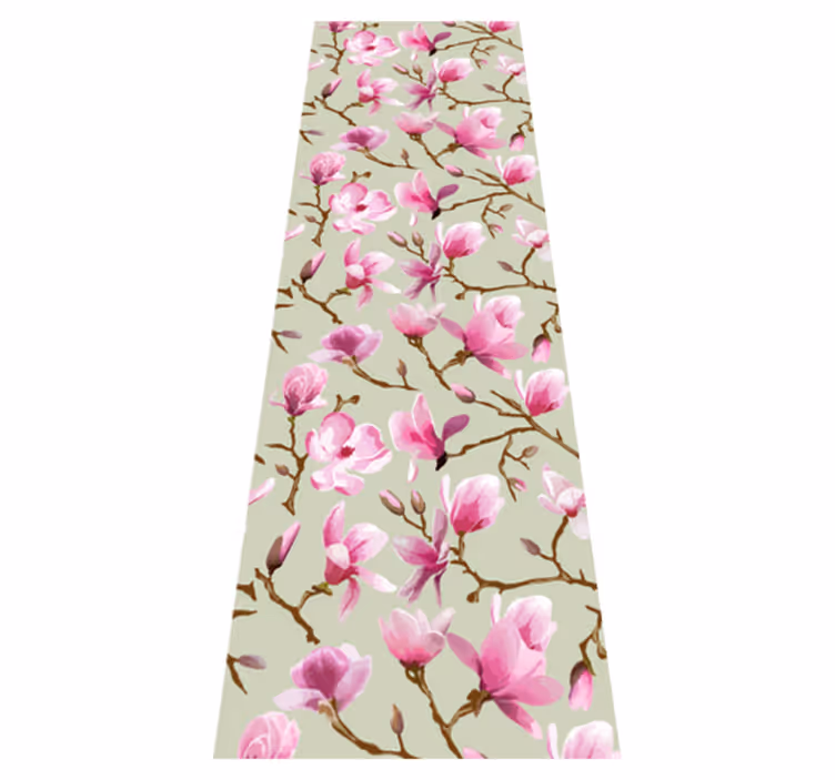Vinyl teppich natur mit wunderschönem lila magnolienbaum - TenStickers