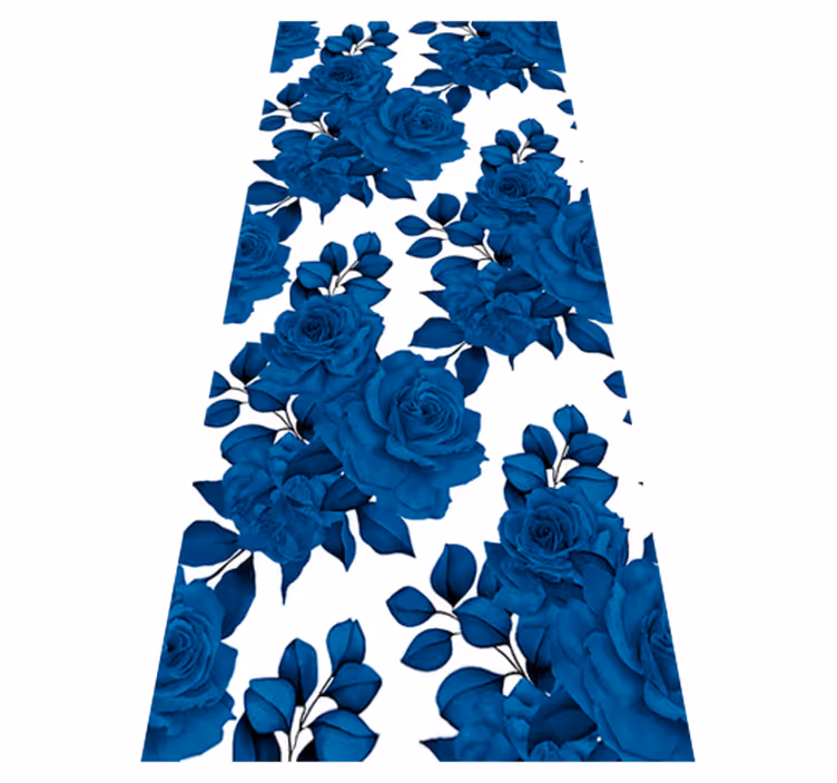 Vinyl teppich natur "neue nostalgie" blaue blumen - TenStickers