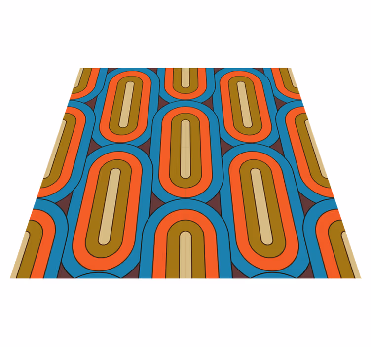 Vinyl teppich vintage retro rund blau - TenStickers