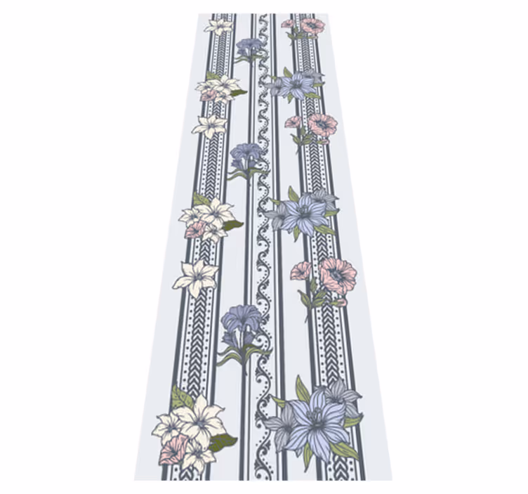 Vinyl teppich vintage mit floralem streifenmuster - TenStickers