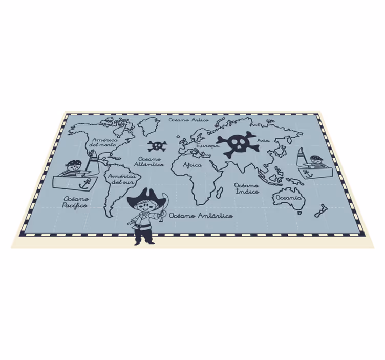 Vinyl teppich weltkarte pirat - TenStickers