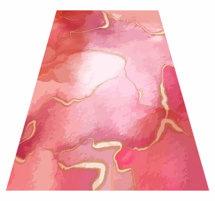 Moderner vinyl teppich in pink und gold marmoroptik - TenStickers
