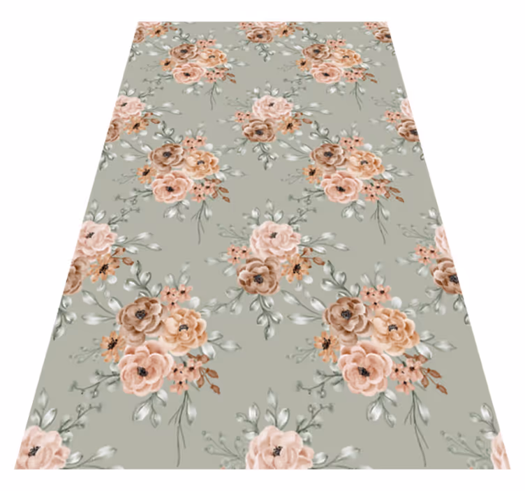 Vinyl teppich vintage mit vintage-rosen auf mintgrün - TenStickers