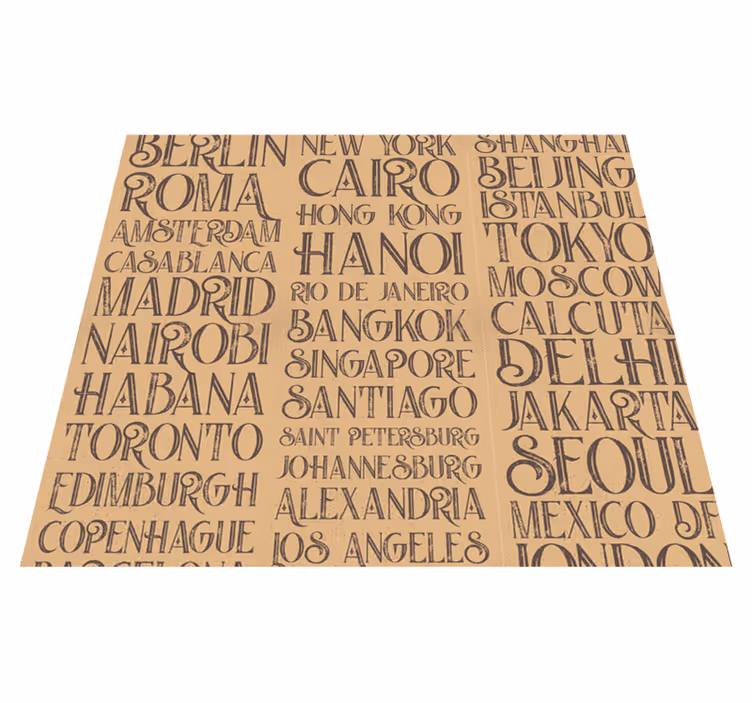 Vinyl teppich text städte der welt - TenStickers