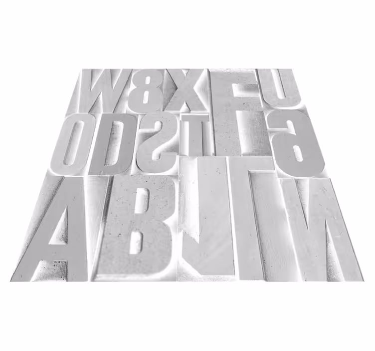 Vinyl teppich text 3d graue buchstaben - TenStickers