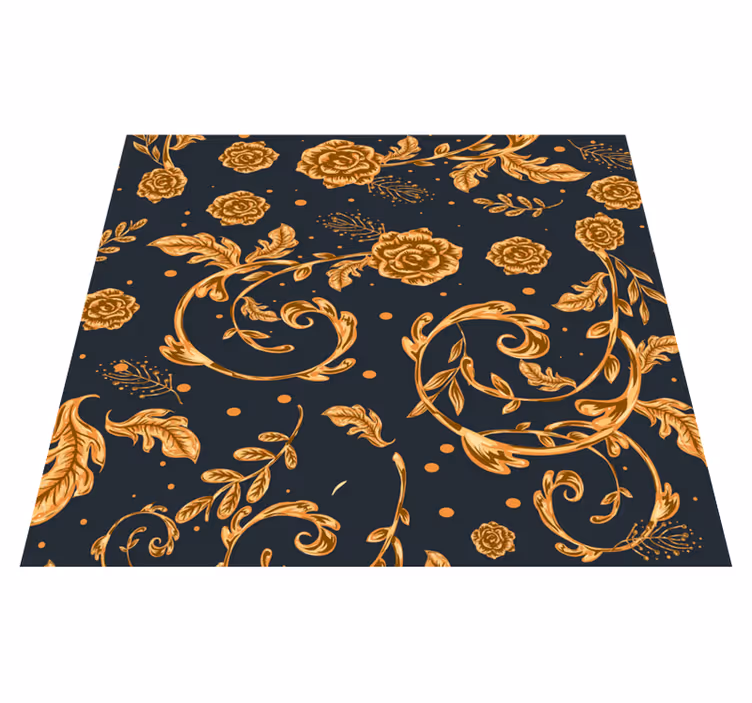 Vinyl teppich vintage mit goldenem blattdesign - TenStickers