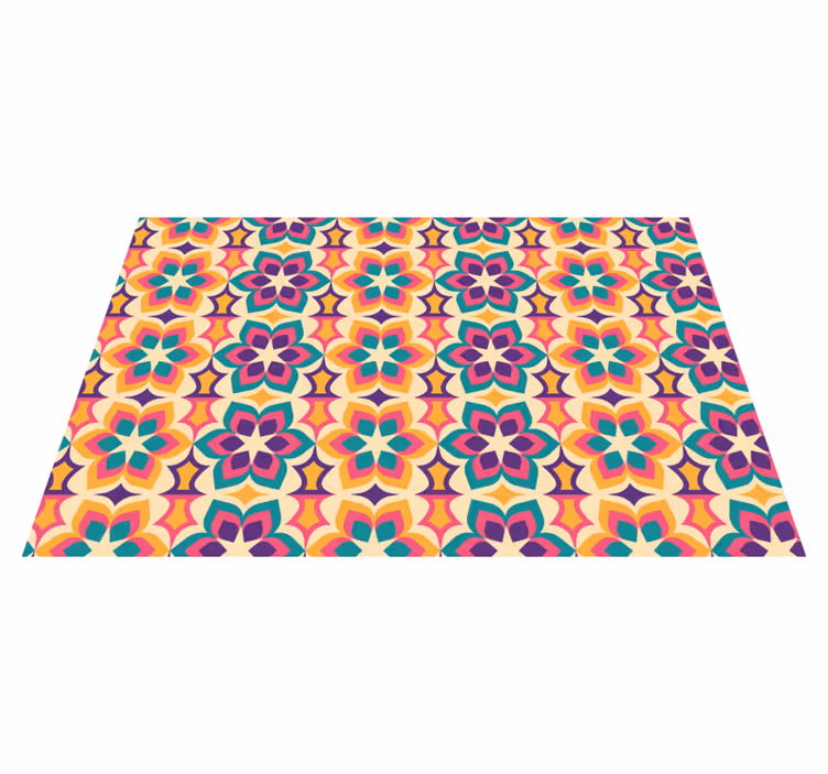 Vinyl teppich vintage 70er jahre blumen - TenStickers