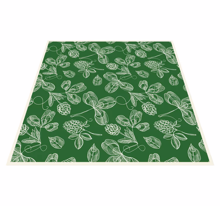 Vinyl teppich vintage mit grünem magnolienzweig-muster - TenStickers
