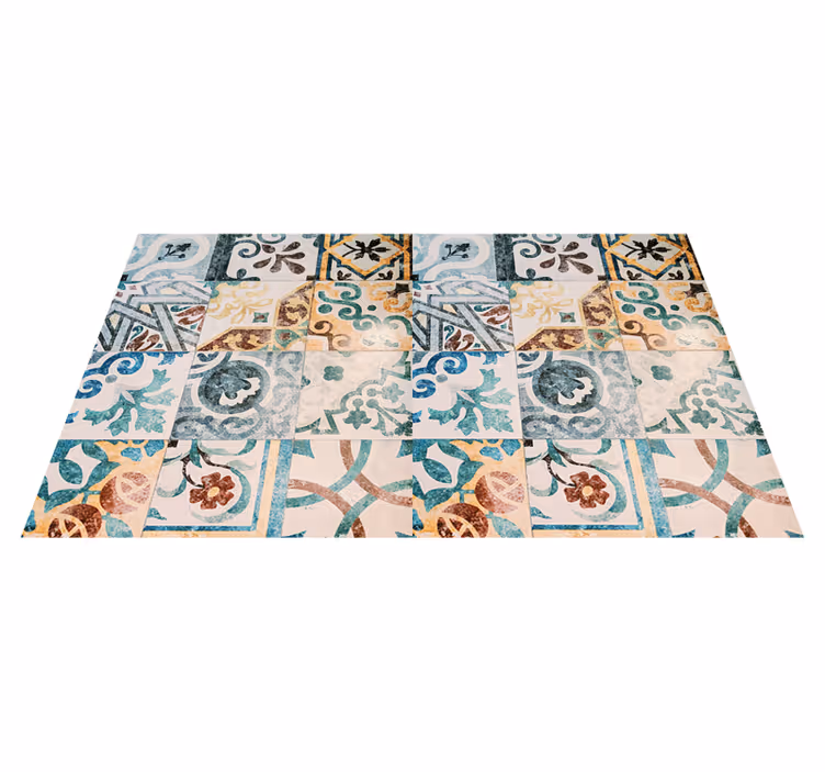 Vinyl teppich vintage im retro-mosaikdesign - TenStickers