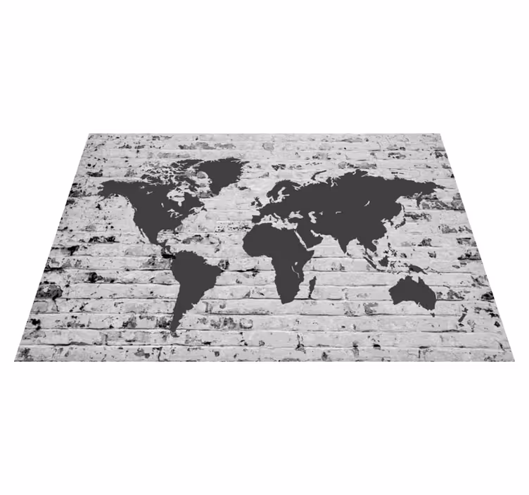 Vinyl teppich weltkarte weißer ziegel wandtapete - TenStickers