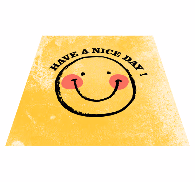 Vinyl teppich text mit fröhlichem smiley design - TenStickers