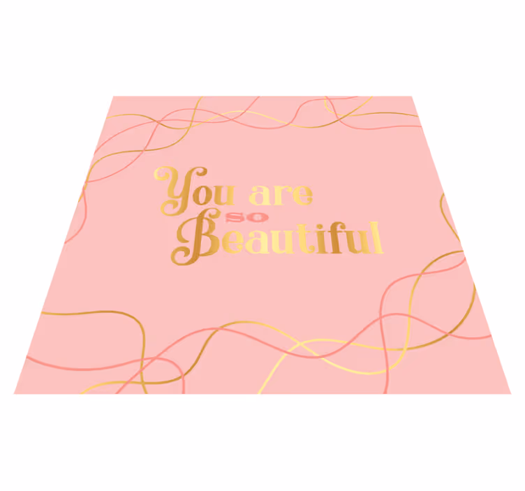 Vinyl teppich text du bist schön in rosa aquarell - TenStickers