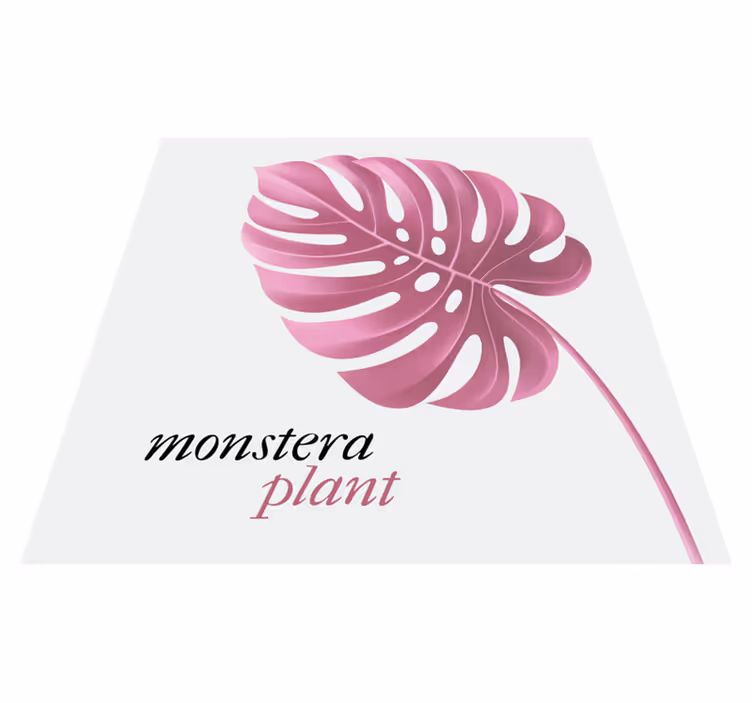 Vinyl teppich text im pinken minimalistischen monstera stil - TenStickers