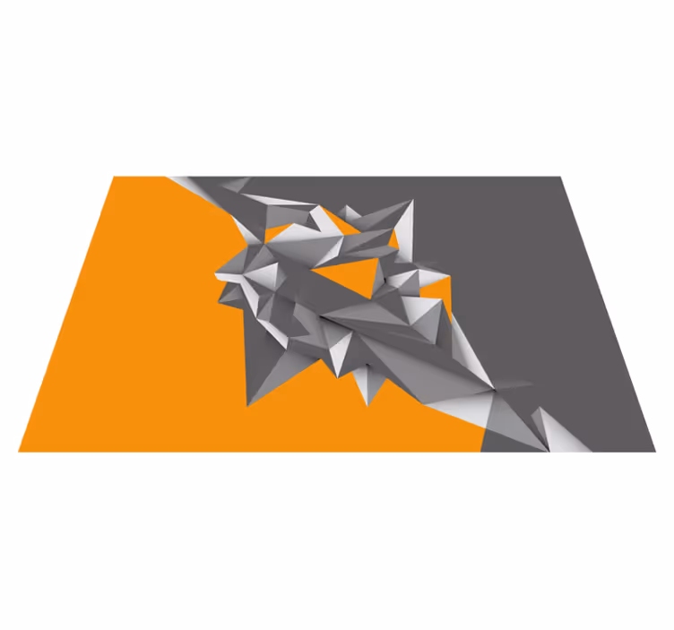 Vinyl teppich geometrisch in grau und orange - TenStickers