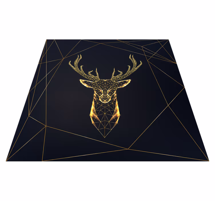 Vinyl teppich geometrisch mit goldenem hirsch - TenStickers