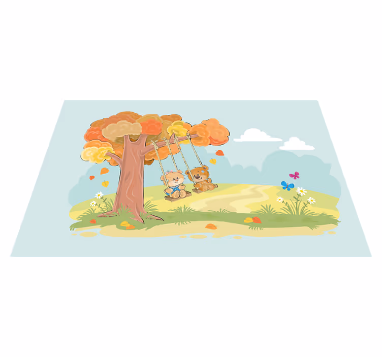 Vinyl teppich kinderzimmer mit teddybären im wald - TenStickers