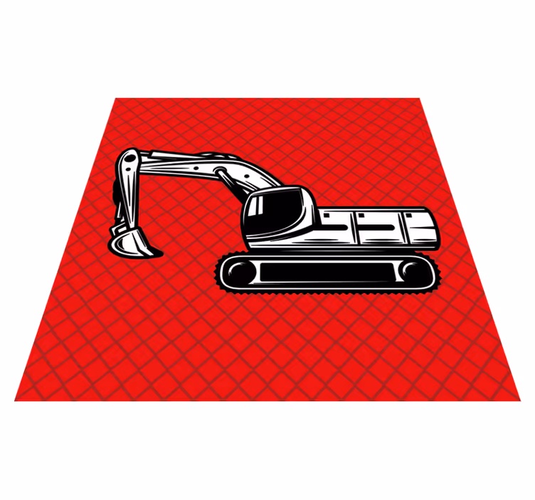 Vinyl teppich kinderzimmer monochrom großer bagger - TenStickers