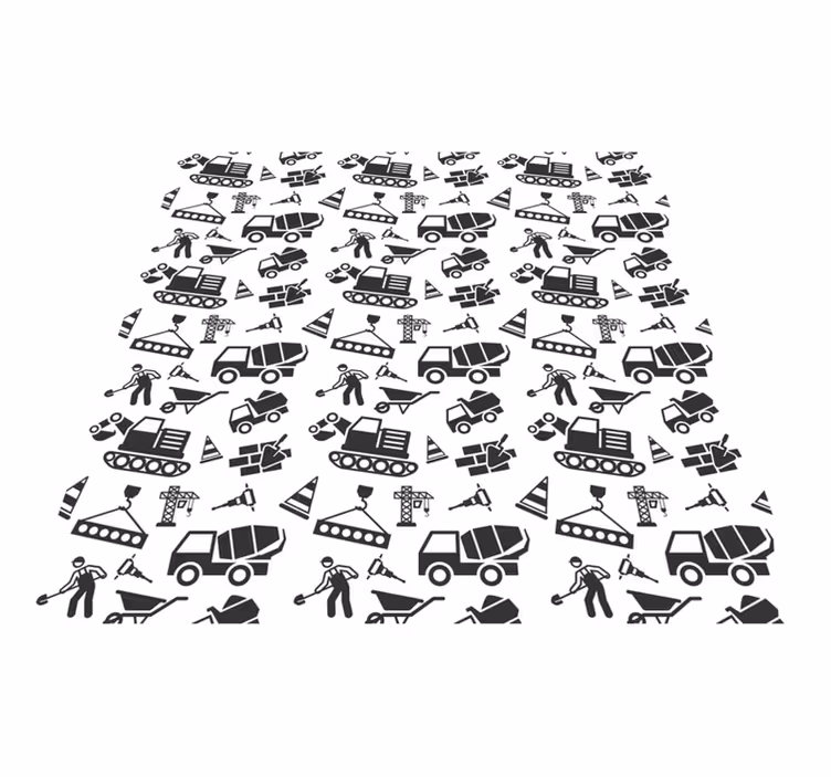 Vinyl teppich kinderzimmer in einfarbig bagger und lkw - TenStickers