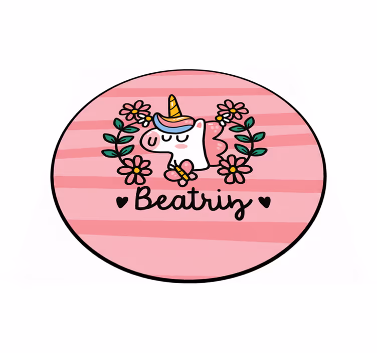 Vinyl teppich kinderzimmer mit süßem blumen-einhorn - TenStickers
