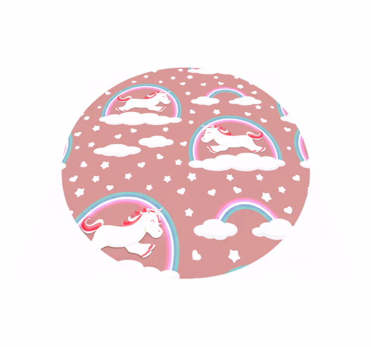 Vinyl teppich kinderzimmer mit einhorn und regenbogen muster - TenStickers
