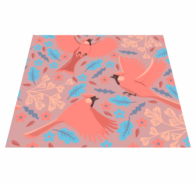 Vinyl teppich wohnzimmer mit rosa hintergrund und vögeln - TenStickers