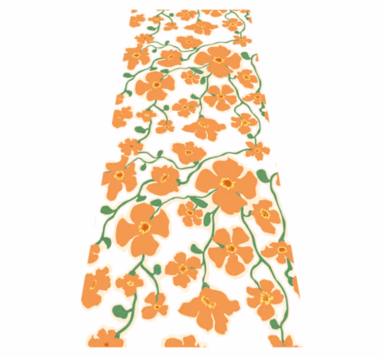 Vinyl teppich wohnzimmer mit grünen orangen gänseblümchen - TenStickers