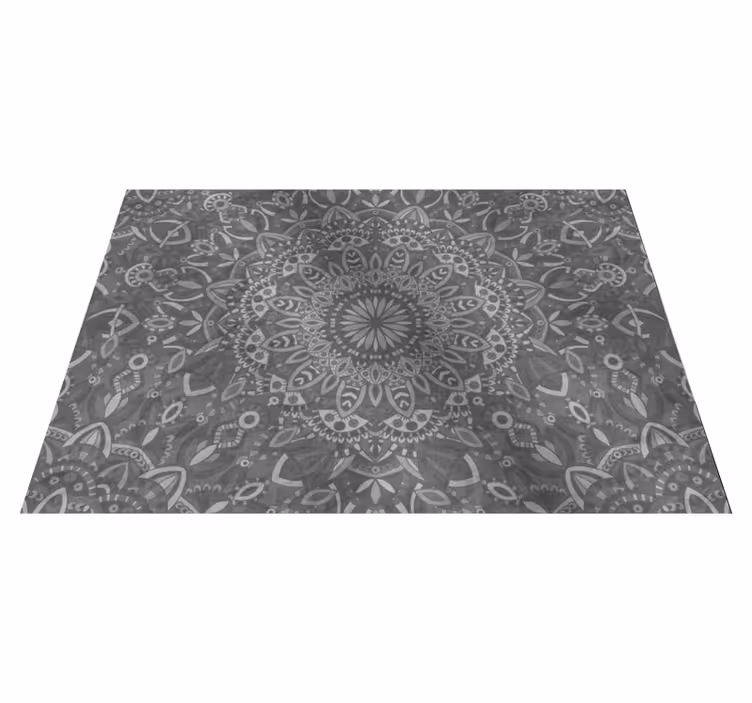 Vinyl teppich grau mit filigranem mandala-muster - TenStickers