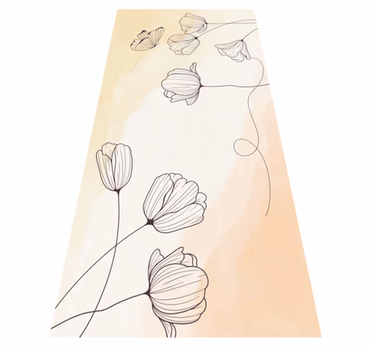 Vinyl teppich beige mit tollen blumen - TenStickers