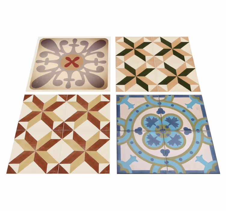 Vinyl teppich beige mit dekorativem mosaikmuster - TenStickers