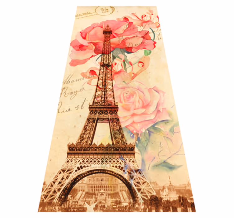 Vinyl teppich beige im retro-stil paris - TenStickers