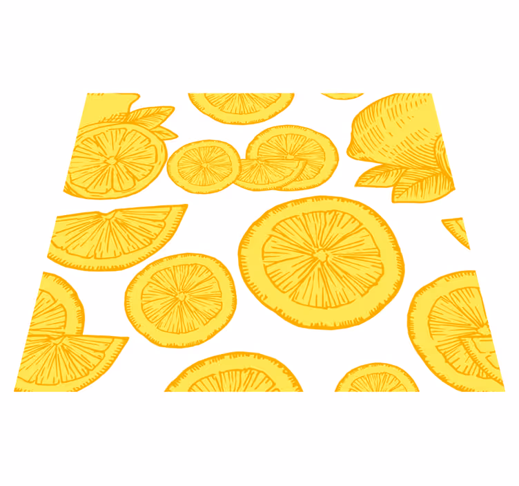 Vinyl teppich gelb mit orange und zitronen skizze - TenStickers