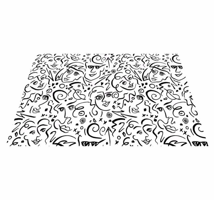 Vinyl teppich weiß mit schwarz-weiß graffiti kunst - TenStickers