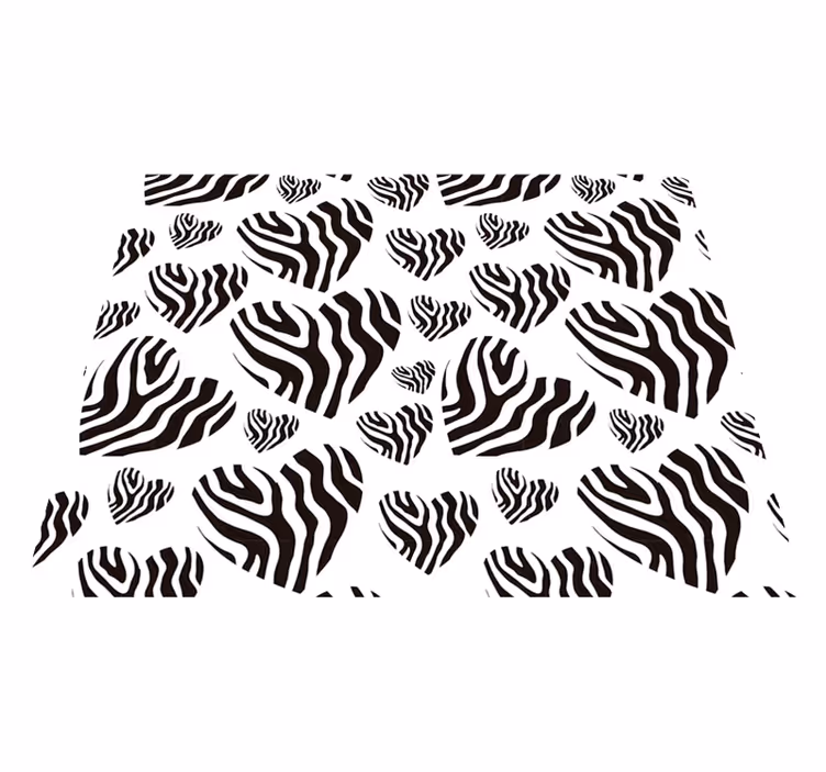 Vinyl teppich weiß zebra tierdruck herz - TenStickers