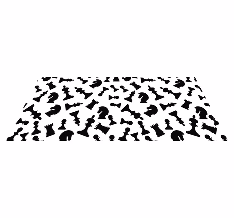 Vinyl teppich weiß mit schwarzen schachfiguren - TenStickers